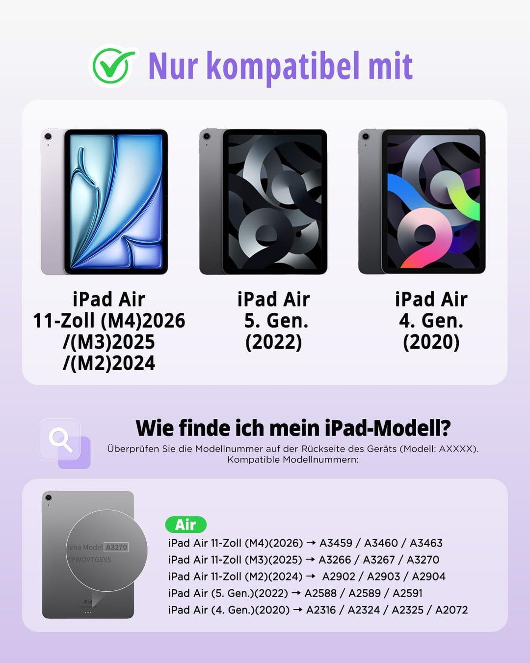 CACOE Hülle mit Tastatur Kompatibel mit iPad Air 11 Zoll M4/M3/M2(2026/2025/2024) iPad Air 5/4 Gen m