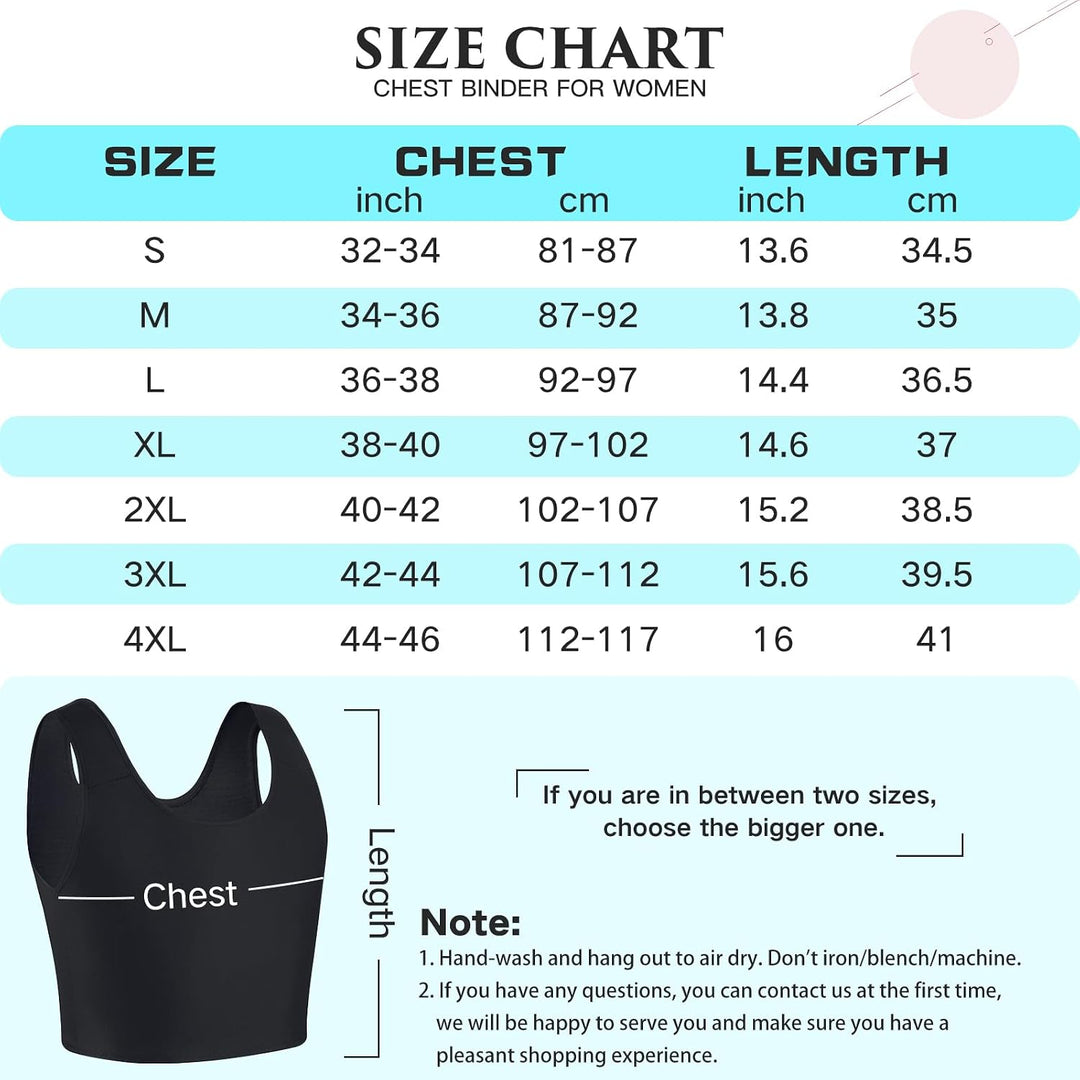 XUJI Halb Brust Binder Transgender Kompression FTM Pullover Design Binder 4XL Schwarz, 4XL Schwarz