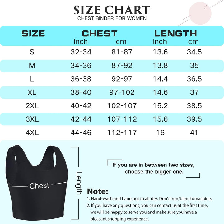 XUJI Halb Brust Binder Transgender Kompression FTM Pullover Design Binder 4XL Schwarz, 4XL Schwarz