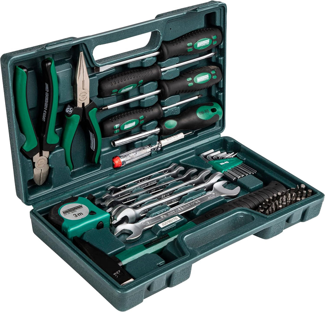 Brüder Mannesmann Werkzeuge M29032 Werkzeugkoffer, 47-teilig, Grün (Matt), (L x B x H) 335 x 335 x 1