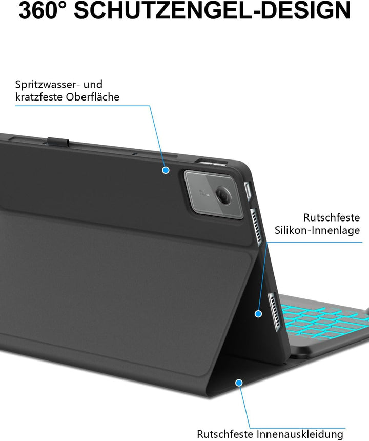 JADEMALL Hülle mit Tastatur für Lenovo Idea Tab Plus 12,1 Zoll (2025) TB361FU/TB361ZU, QWERTZ Deutsc