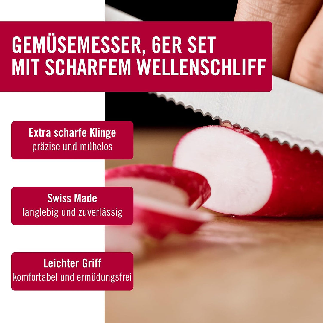 Victorinox 6 Stück Tafelmesser Brotzeitmesser Swiss Classic (Schwarz, One Size) Schwarz