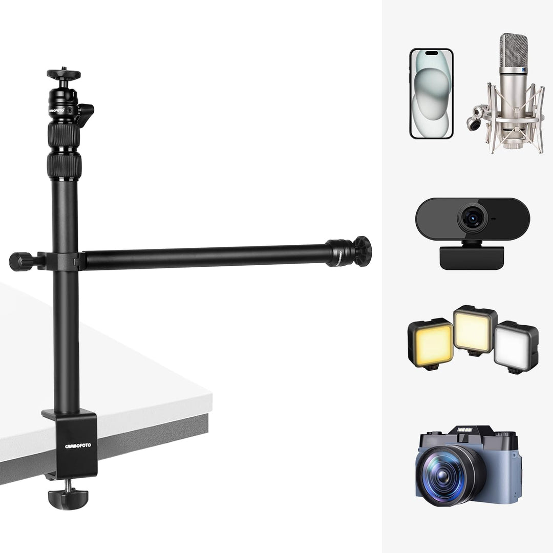 CAMBOFOTO Multifunctional Desktop Stand with 1/4" Ball Head,Suitable for Cameras, Ring Lights, Micro