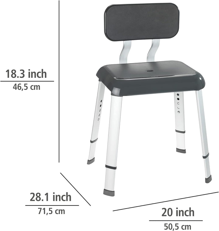 Allstar Badhocker mit Rückenlehne Secura Premium, Duschhocker, bis 130 kg Tragkraft