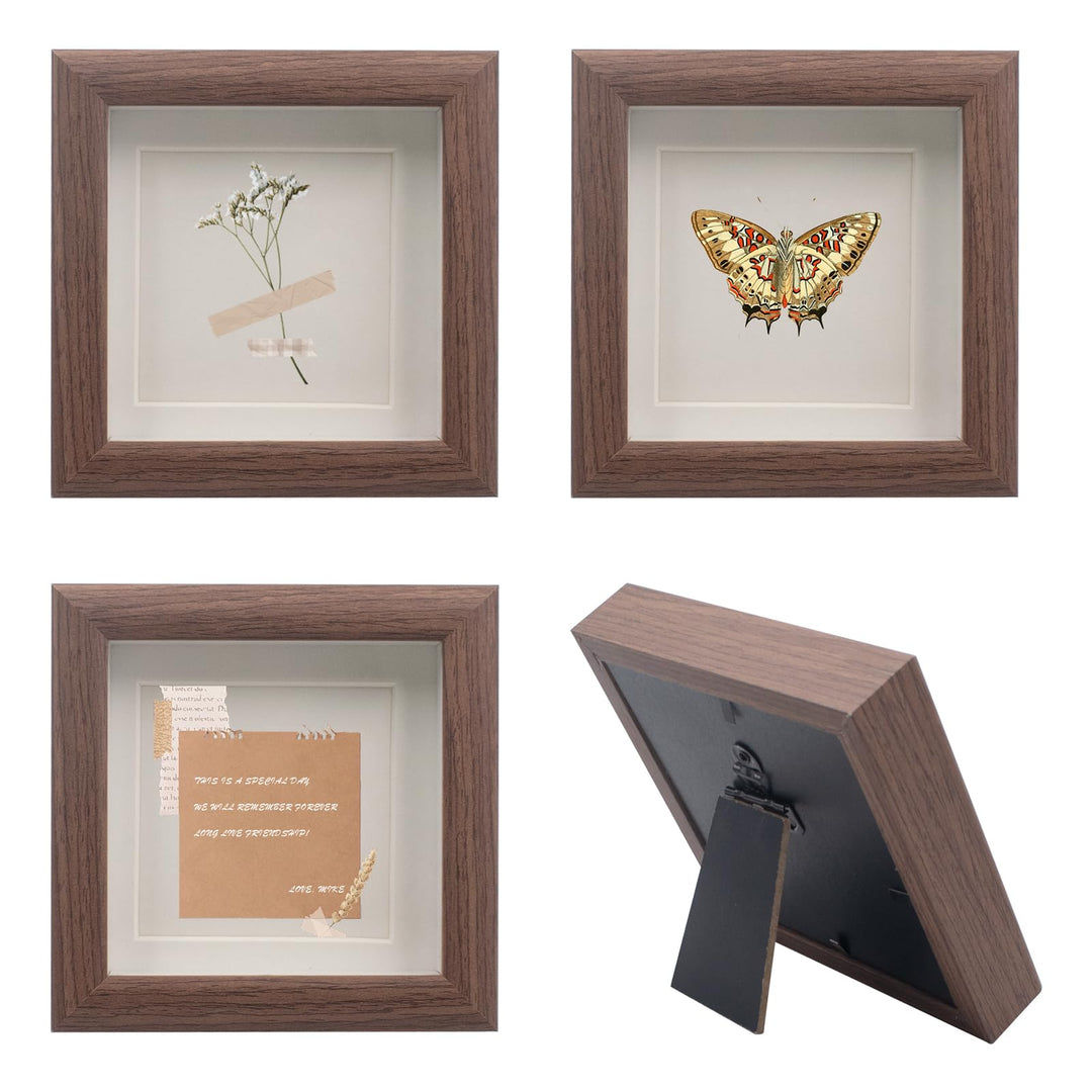 Cuyacili 4 Stück Shadow Box Rahmen 10x10 cm Fotorahmen Schattenbox Rahmen Bilderrahmen für Erinnerun