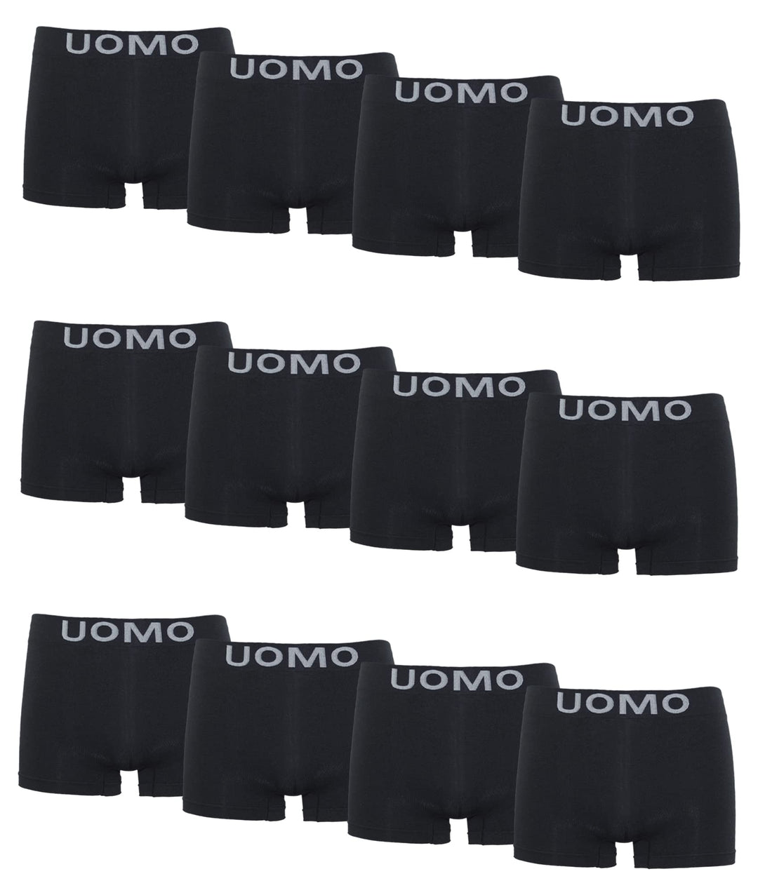 Channo Uomo Herren-Boxershorts, Lycra, ohne Nähte, weich und bequem Pack XXL 12er Packung, Schwarz,