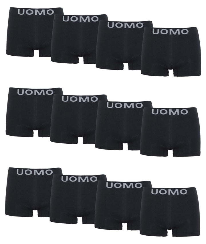 Channo Uomo Herren-Boxershorts, Lycra, ohne Nähte, weich und bequem Pack XXL 12er Packung, Schwarz,
