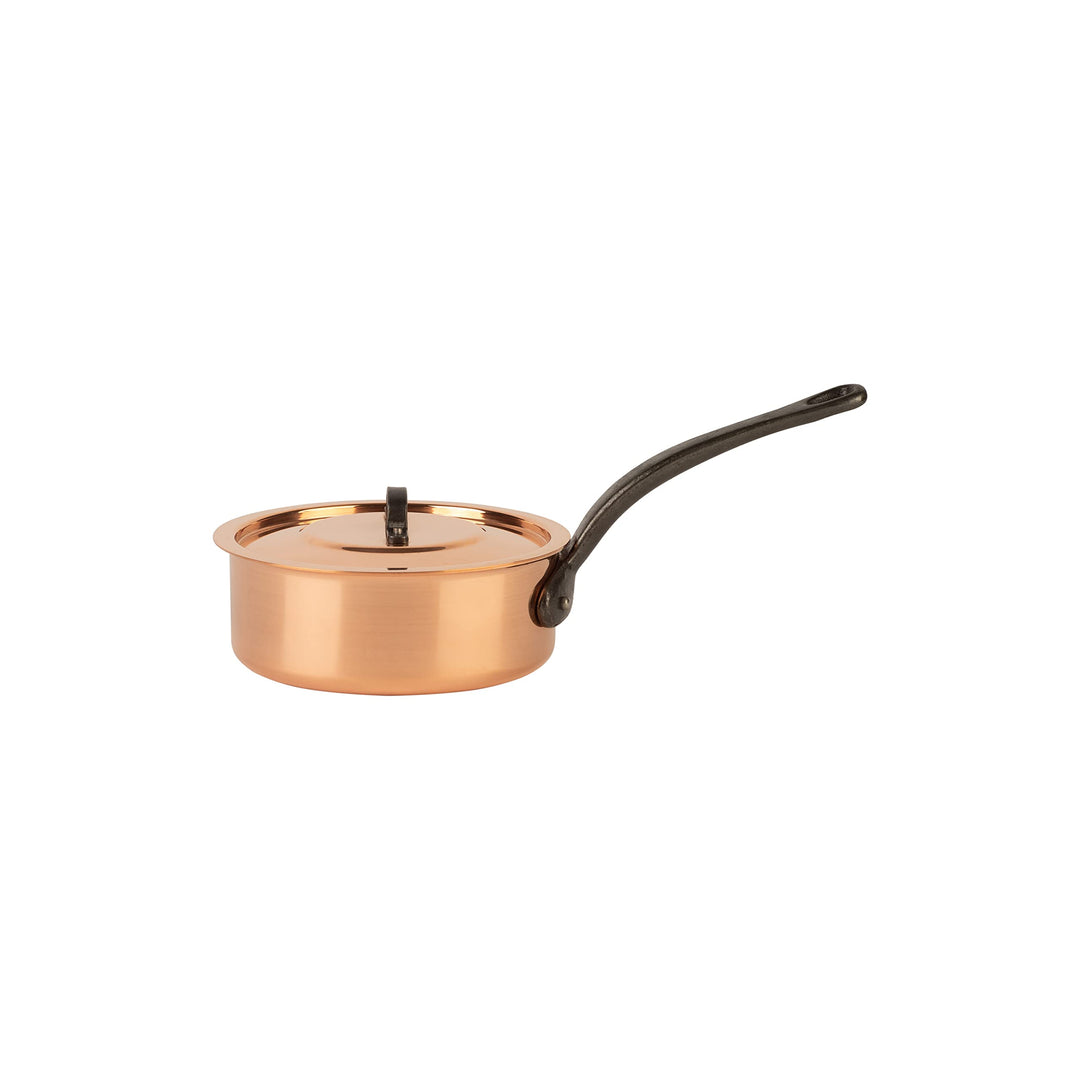 Cuisine Romefort | Kupfersauteuse verzinnt mit Gusseisengriff und Deckel Ø 16 cm | traditionelle Sch
