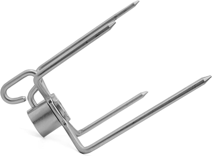 SANTOS Edelstahl Doppel-Fleischklammer & Fleischklammern Paket - für Drehspiesse mit Ø8-10mm -1x Vie