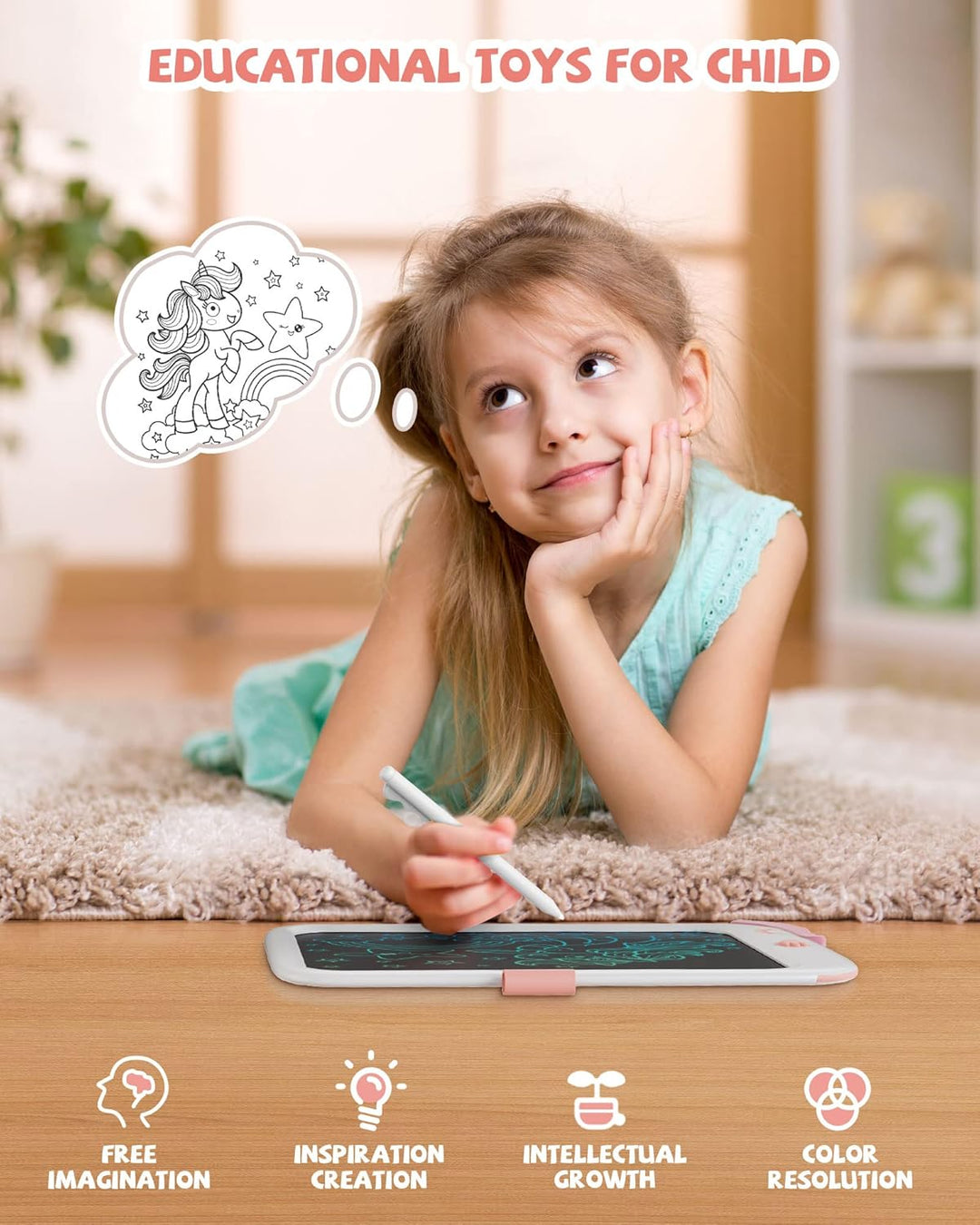 10 Zoll Schreibtablett für Kinder, Einhorn Spielzeug Geschenke für Mädchen, Kleinkind Kinder Lern/Re