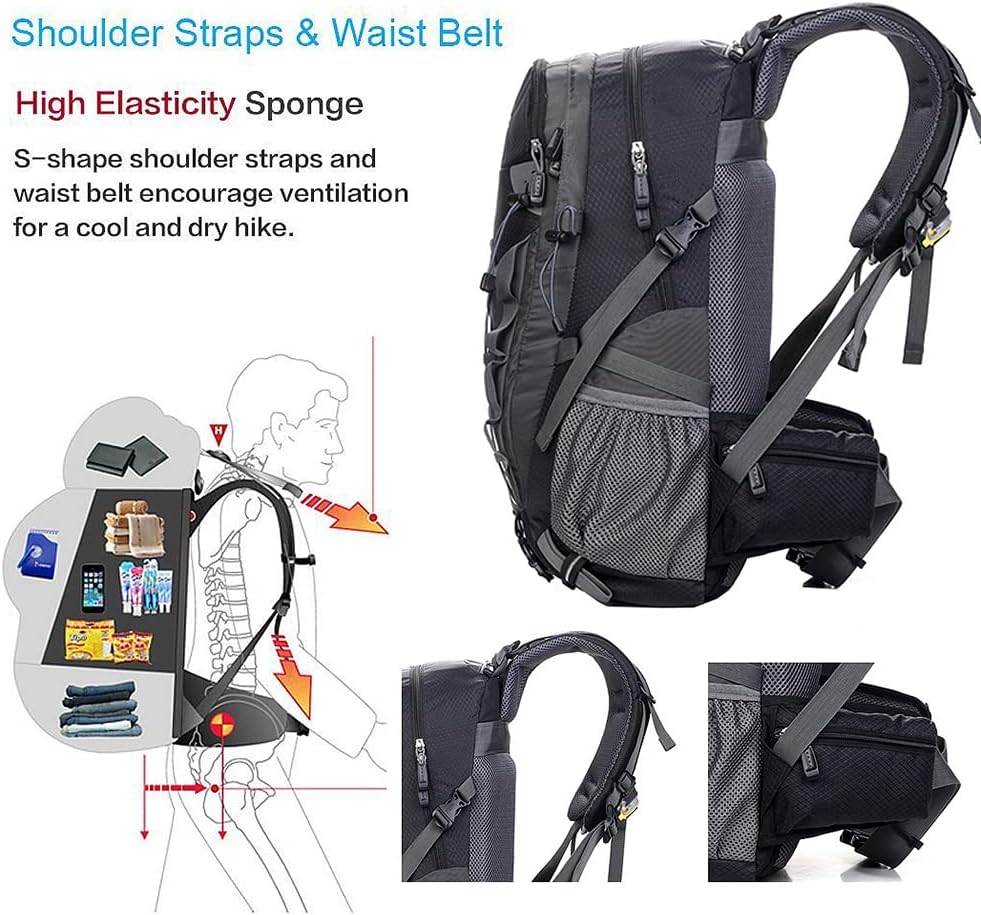 Meisohua Herren Wanderrucksack Wasserdichter Rucksack Trekkingrucksack Leicht, Erwachsene Wanderruck