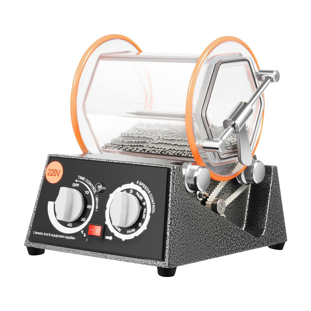 Poliermaschine für Schmuck Poliertrommel Kugelmühle 3 Kg, 45W 5 Geschwindigkeitssteuerung, Rotary Je