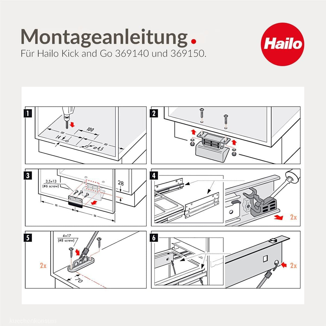 Hailo Kick and Go 3691501 | Öffnungssystem für Abfallsammler per Fusstritt | passend für Unterschran