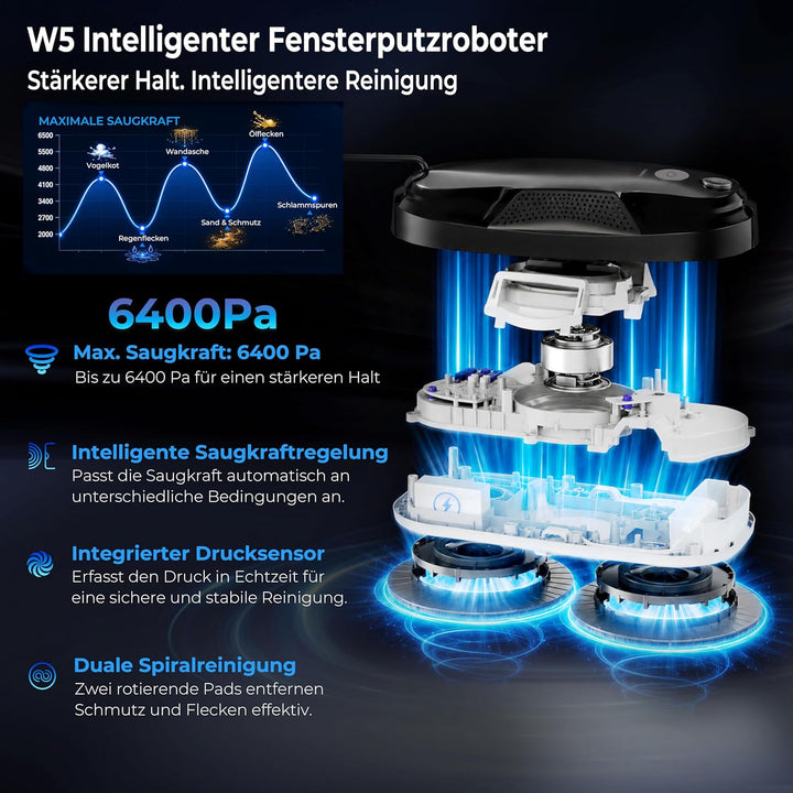 Tosima fensterputzroboter mit bidirektionalem zerstäubungs-wasserstrahl und 85ml-wassertank fensterr