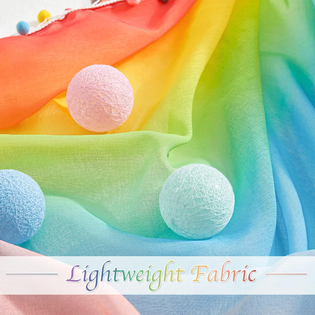 NICETOWN Farbverlauf Gardinen Kinderzimmer Ösenvorhang 2er Set H 160 x B 132 cm Regenbogen Vorhang m