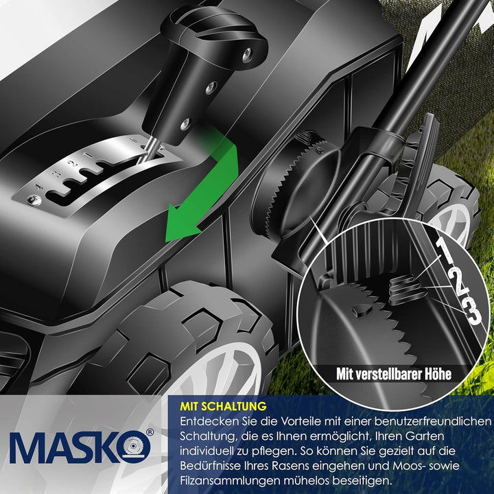 MASKO® - Elektro 2in1 Vertikutierer Rasenlüfter 1800 Watt 40cm Arbeitsbreite 55L Fangkorb inkl. Lüft