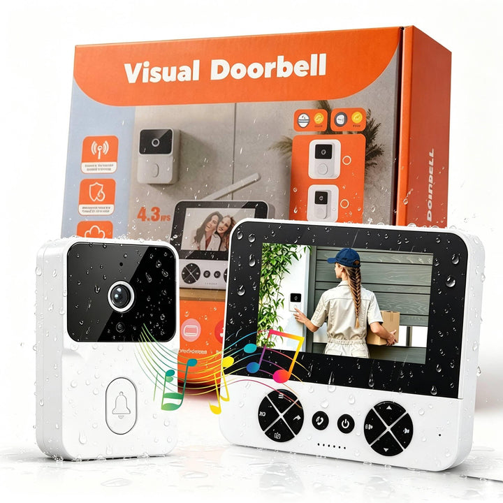 4,3 Zoll Türklingel mit Kamera und Monitor, 80° Weitwinkel,1080P HD, IP65 Wasserdicht, Türsprechanla