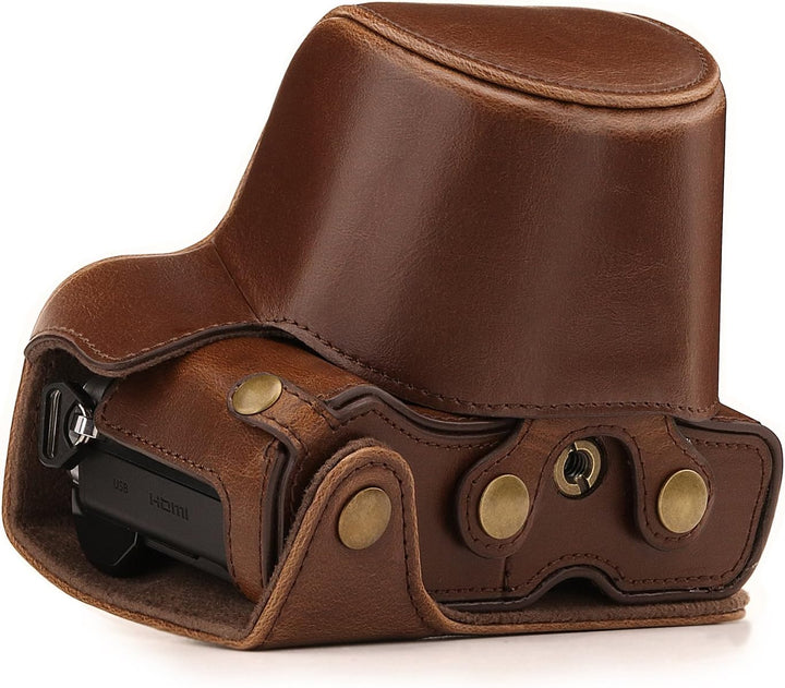 MegaGear Olympus OM-D E-M10 Mark III (14-42mm) Ever Ready Leder Kamera-Case mit Trageriemen und Batt