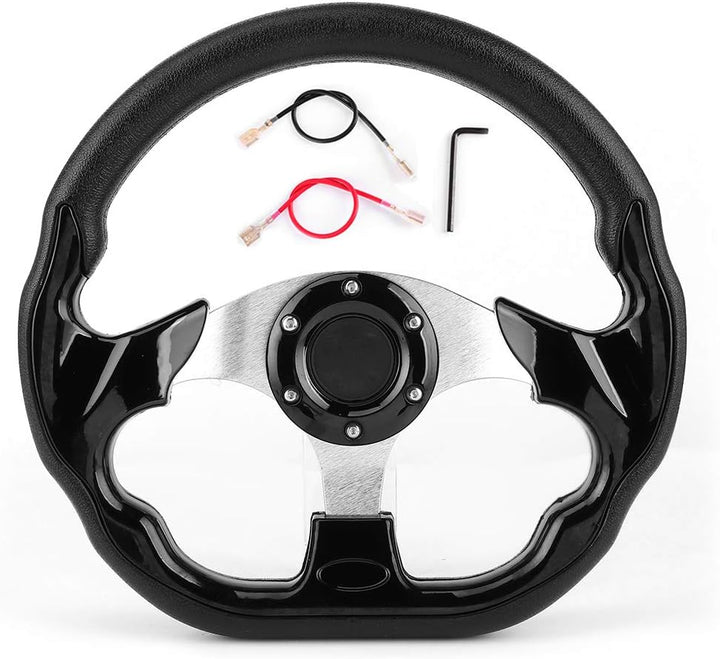 Shipenophy Sportlenkrad, 320 mm / 12,5 Zoll Aluminium + PVC + Kunststoff-Drift-Lenkrad Schwarz mit H
