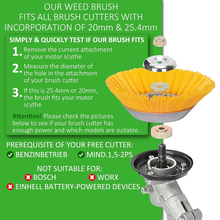 Skymico 2 Stücke Kegelbürste, Unkrautbürste 25,4 mm Öffnung, Nylon-Borsten, Nylonbürste, schonende W