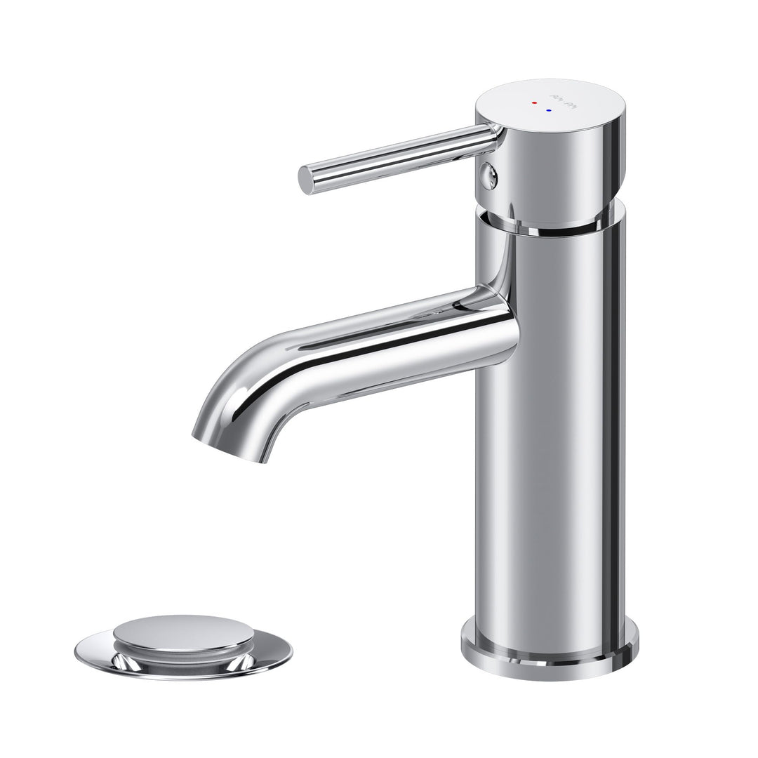 Wasserhahn Bad, Waschtischarmatur mit Klick-Ablaufgarnitur Chrom, Badarmatur aus Messing, Waschbecke