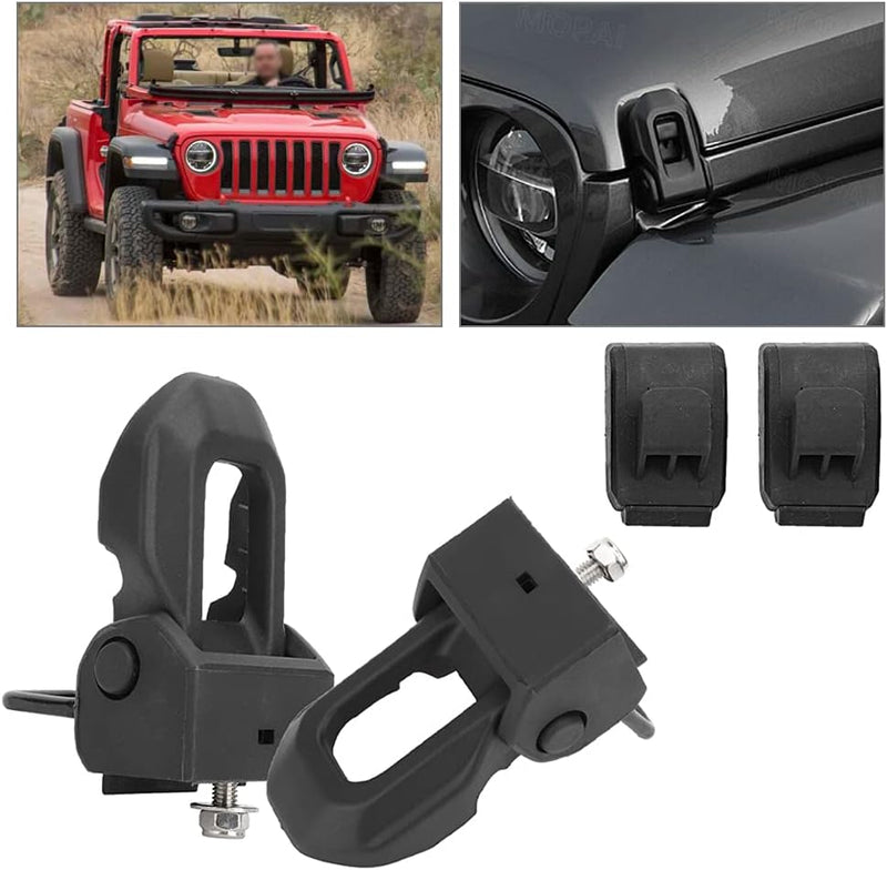 KIMISS für Wrangler JK JL 2007-2018 Original Schwarz Schwarz Edelstahl Latch Locking Hood Catch Kit