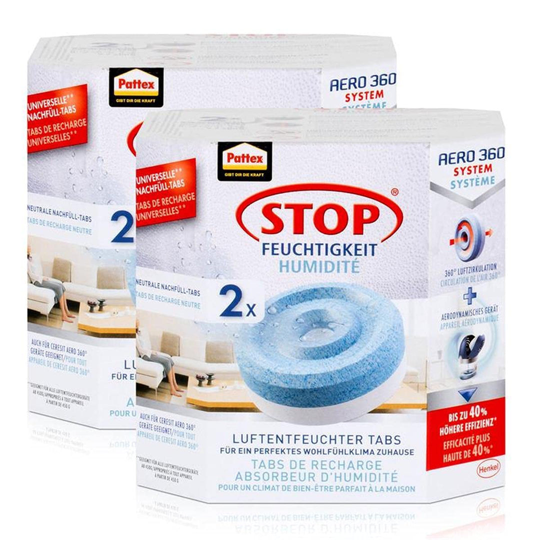 Henkel Pattex Stop Feuchtigkeit Aero 360° Luftentfeuchter Nachfüllpack 2x450g Neutral-Tabs - Vorbeug