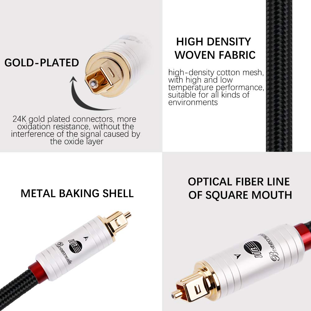JIB Boaacoustic BlackBerry Optisches Kabel, Digital Audiokabel TOSLINK-HiFi-Signalkabel (S/PDIF) 2M
