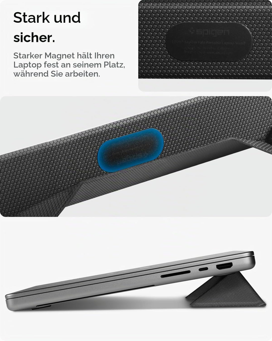 Spigen Slim Fold Tragbarer Laptop-Ständer &amp; Tastatur-Erhöhung, Faltbar, Ergonomisch Verstellbar, Ant