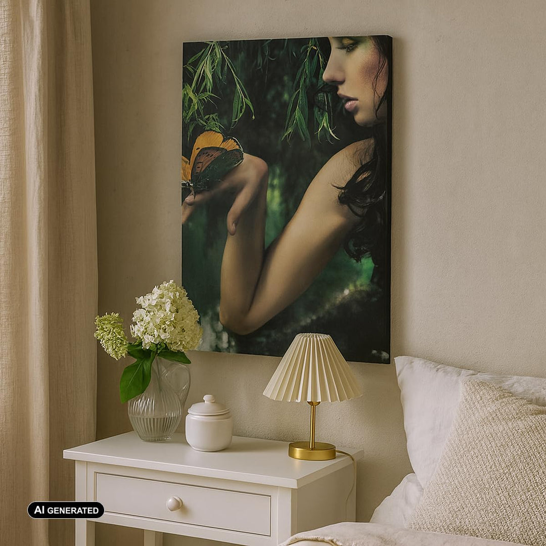 Bilder auf Leinwand 55x100cm Leinwandbild mit Rahmen Körper Kosmetik Mode Schmetterling Gross Wandde