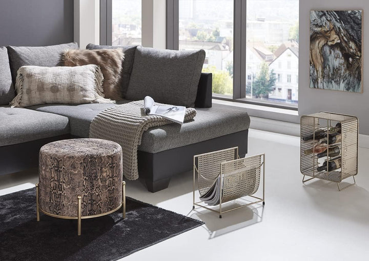 HAKU Möbel Hocker, MDF, gold-Motiv, Ø 48 x H 40 cm, Gold-motiv