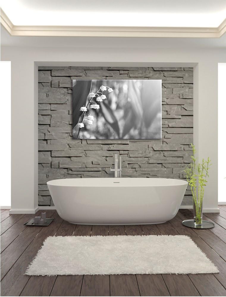 Pixxprint Blühende Maiglöckchen Kunst B&W als Leinwandbild/Grösse: 100x70 / Wandbild/Kunstdruck/fert