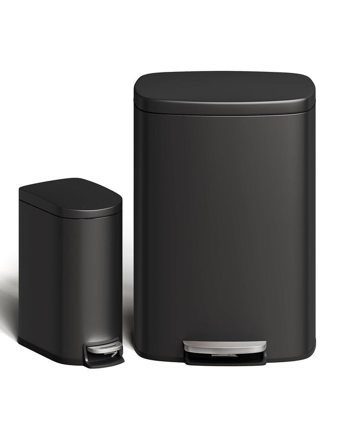 GarveeHome 50 Liter- und 10 Liter-Metallmülleimer-Set, rostfreier Küchen Mülleimer mit Deckel, pedal