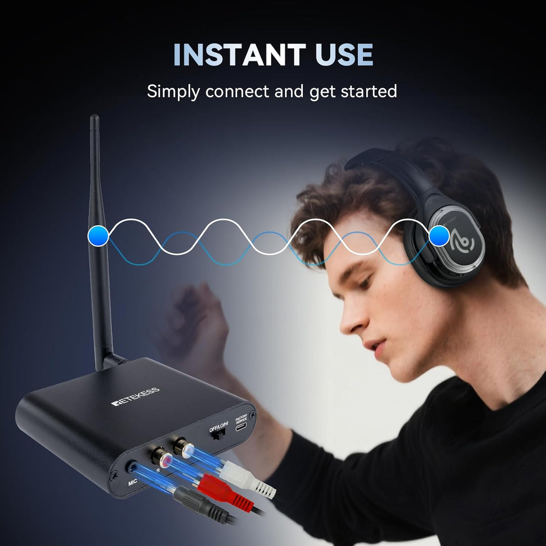 Retekess TA004 Silent Disco Kabelloser Kopfhörer, 3 Kanäle optional, HiFi-Stereo-Audio-Receiver-Kopf