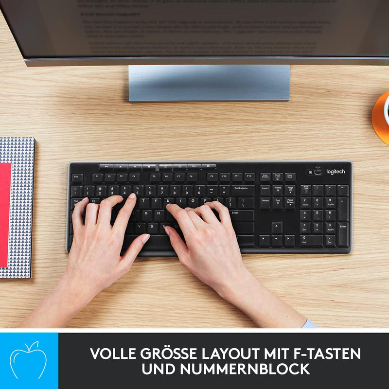 Logitech MK270 Desktop for Education mit Silikonabdeckung, kabellose Tastatur-Maus-Kombination für W