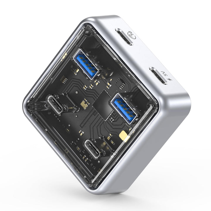 ORICO USB Hub 3.2, 4 Port USB 3.2 Gen2 Verteiler mit 2 Typ A/C Anschlüsse, 10Gbps Zinklegierung Mult