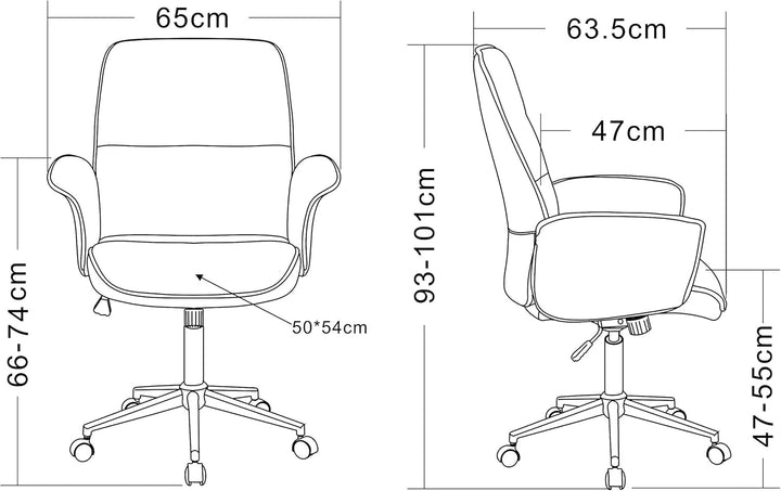 SixBros. Bürostuhl, Schreibtischstuhl mit Armlehne und niedriger Rückenlehne, Drehstuhl stufenlos hö