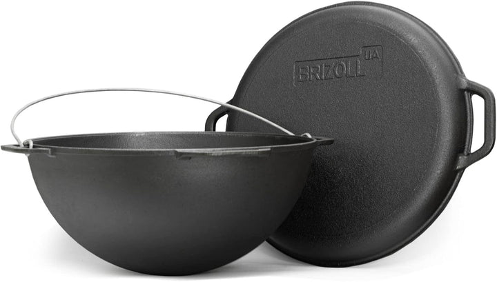 Schwenktopf 15L Kazan aus Gusseisen | Kasan Asien Kessel mit Deckel-Grillpfanne | Gusstopf Campingto