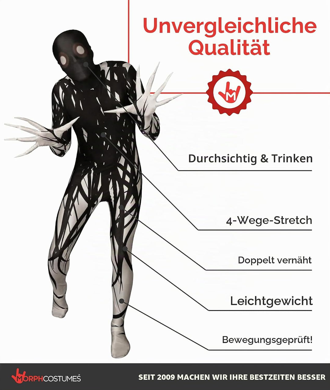 Morphsuits Zalgo Kostüm Erwachsene, Monster Verkleidung, Halloween und Karneval - M (150cm-162cm) M
