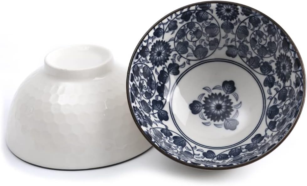 lachineuse - Set aus 4 traditionellen japanischen Schalen - Bicolore Motive - Reisschalen 11 cm - As