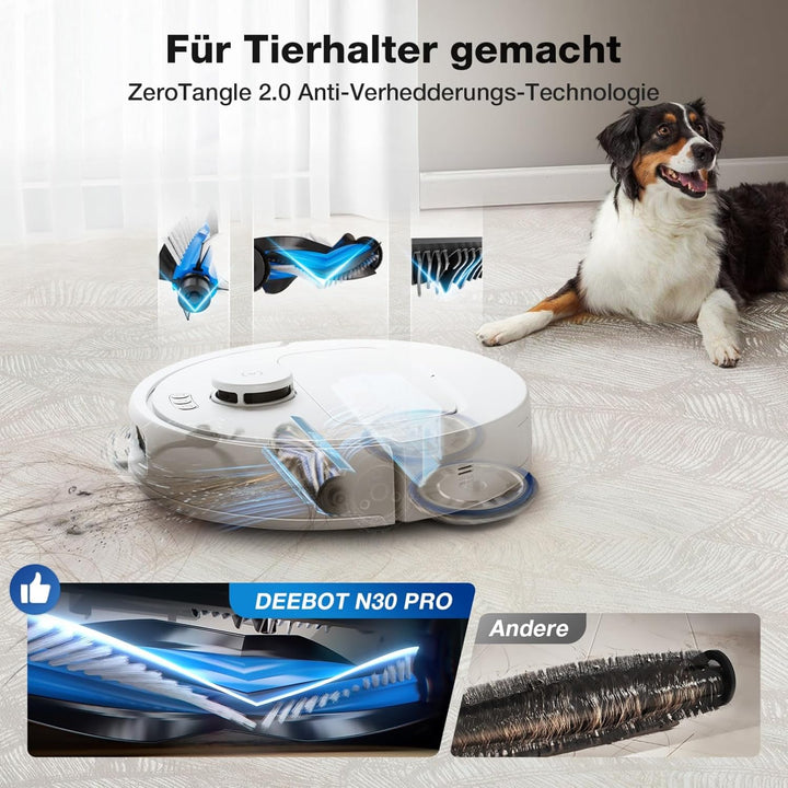 ECOVACS DEEBOT N30 PRO Omni Saugroboter mit Wischfunktion, 10.000 Pa Saugleistung, ZeroTangle 2.0-Te