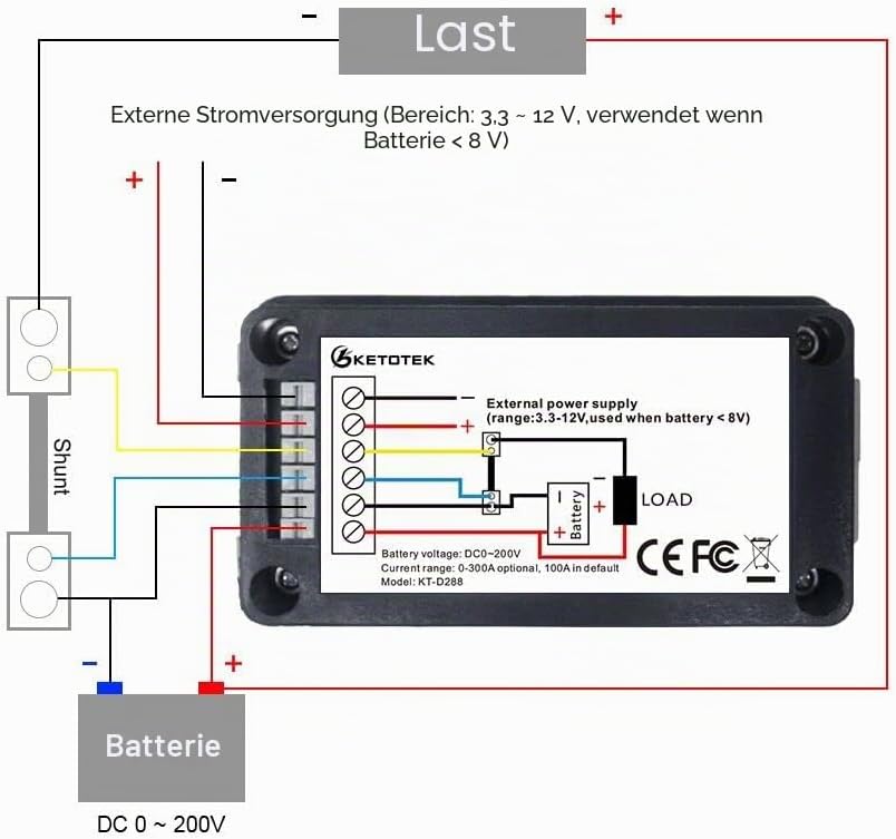 DC Voltmeter Amperemeter Energiezähler Batterie Monitoranzeige LCD Digital Multimeter für Auto Solar
