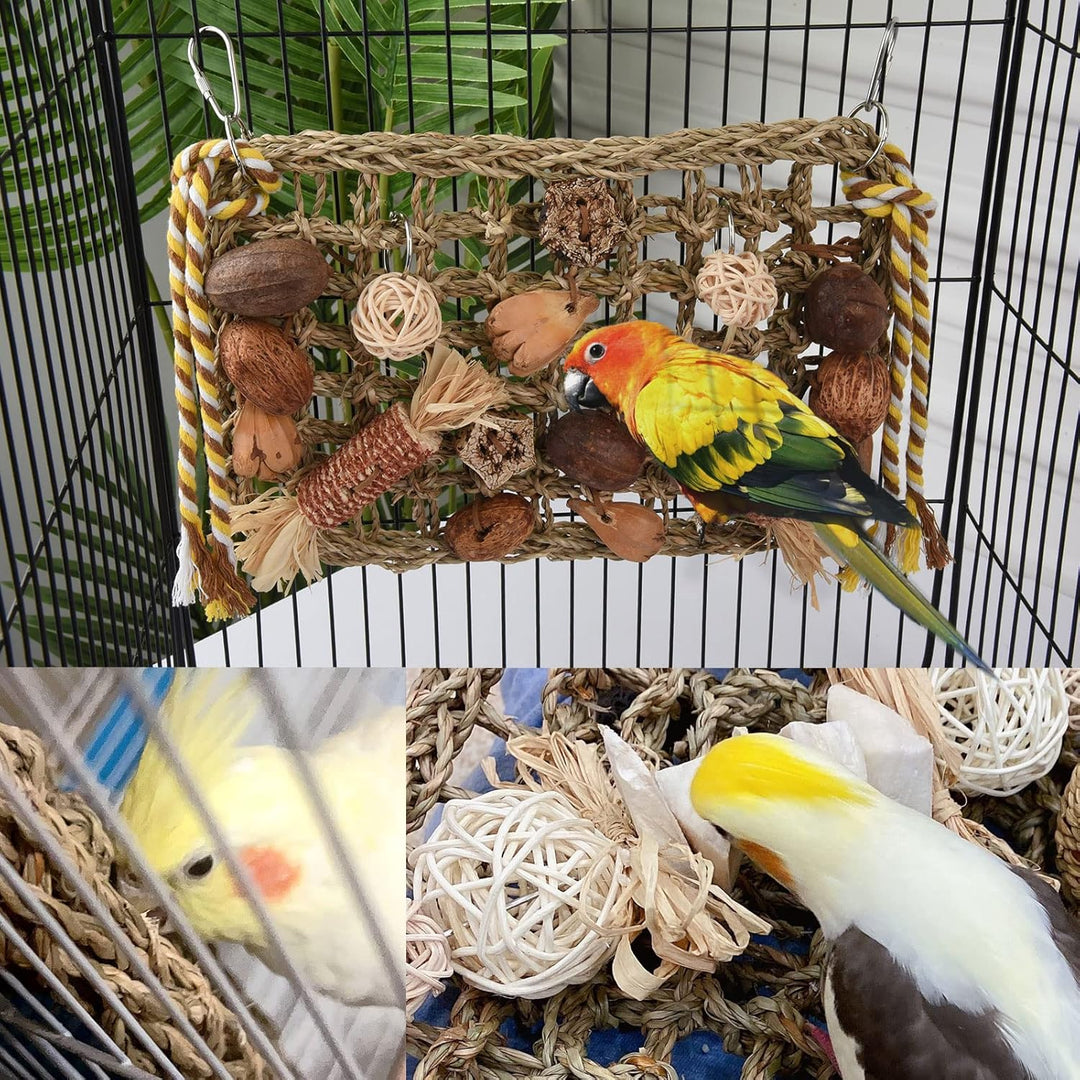 Wellensittich Spielzeug, Papagei Kauspielzeug Vogelspielzeug Natürliches Sicheres Holz Block Schauke