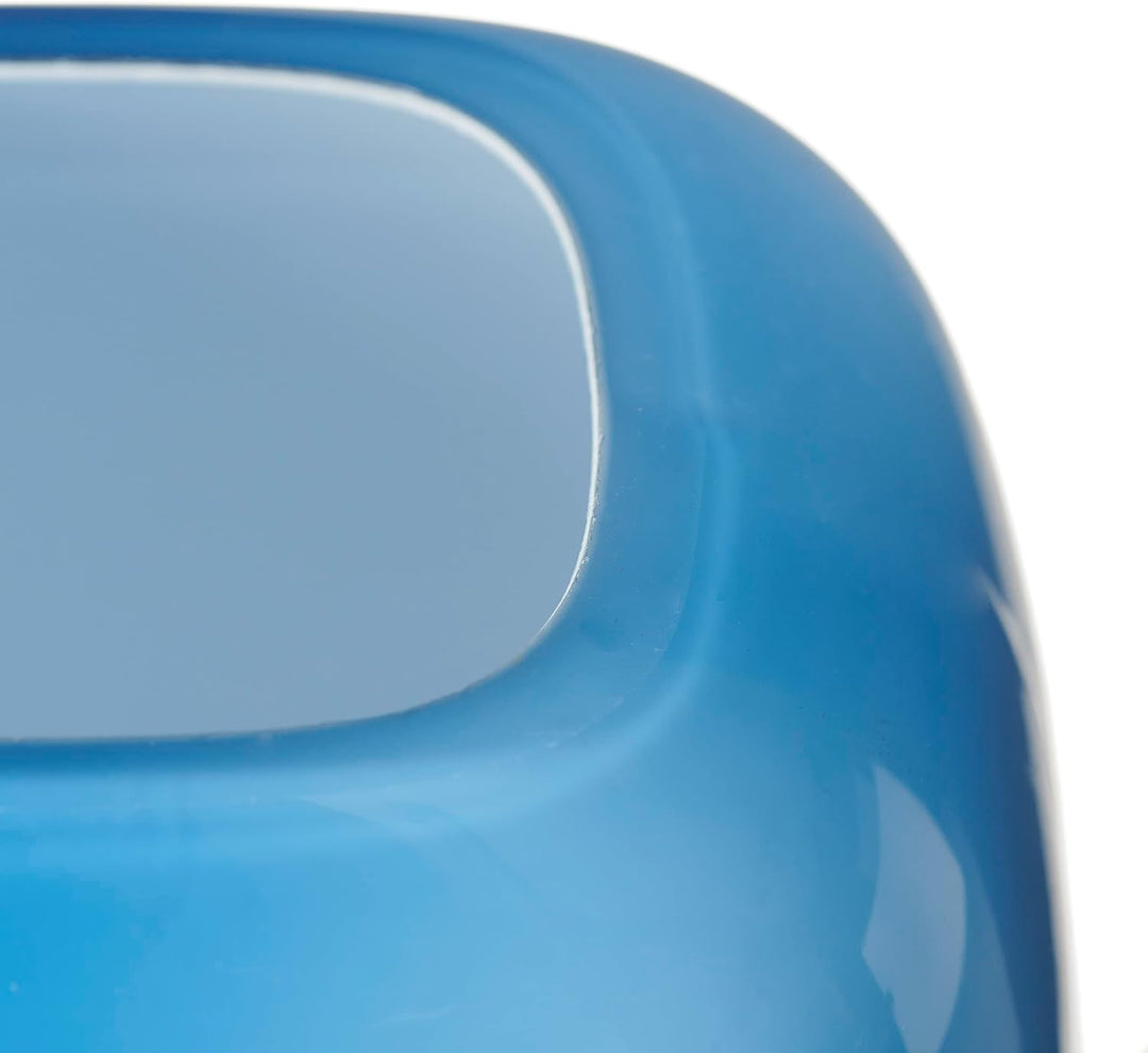 Leonardo Milano, Blumenvase aus blau gefärbtem Glas, handgefertigte Glasvase in modernem Design, Höh