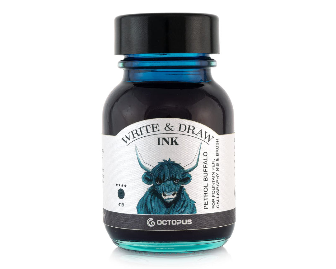 Octopus Write and Draw Ink 419 Petrol Buffalo, wasserfeste Tinte zum Schreiben und Zeichnen, Kalligr