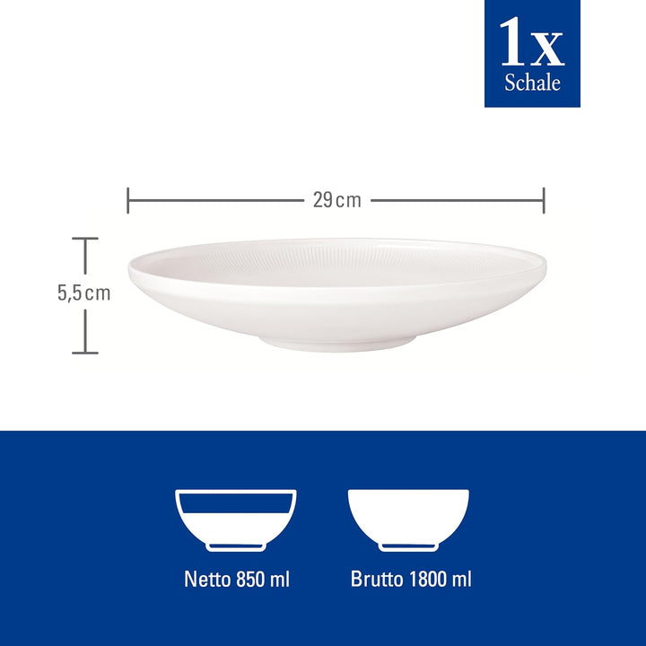 Villeroy & Boch – Afina Suppenteller Gross Weiss, Spülmaschinenfest, Mikrowellensicher, Teller, Gesc