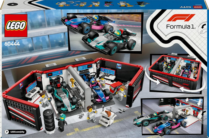 LEGO City F1 Garage mit Mercedes-AMG &amp; Alpine Rennautos - Spielzeug Formel 1 Rennwagen mit 2 Rennfah