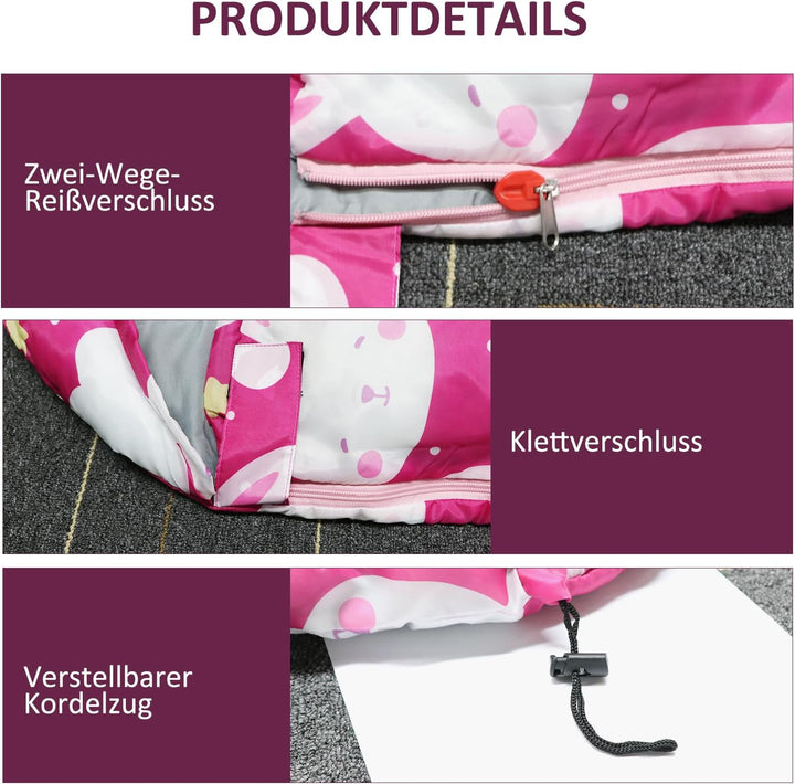 tuphen Kinder-Schlafsäcke – Camping-Schlafsäcke mit Tragetasche – kompakter Schlafsack zum Wandern,