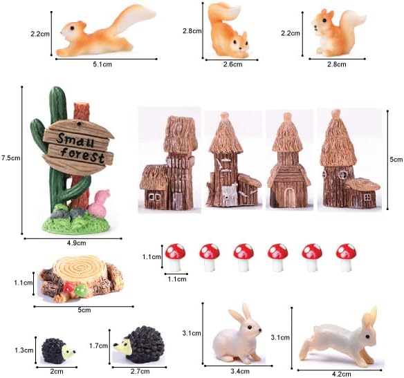 OrgMemory Modellbau Bäume, 42 Stück, 4-16 cm, Tier Figuren, Waldtiere Figuren Deko Garten, Miniatur