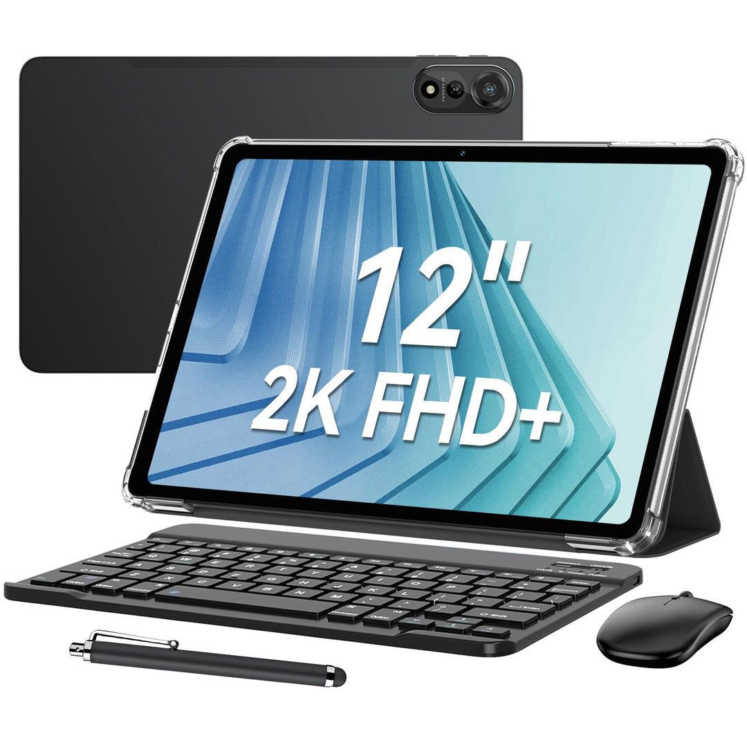 Blackview Mega2 12 Zoll Tablet mit Tastatur, 2K FHD+ Grosses Display, 18GB RAM + 256GB ROM, Gaming T